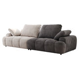 English Elm 86.6″ Large Size Two Seat Sofa,Modern Upholstered,Beige Paired With Grey Suede Fabric