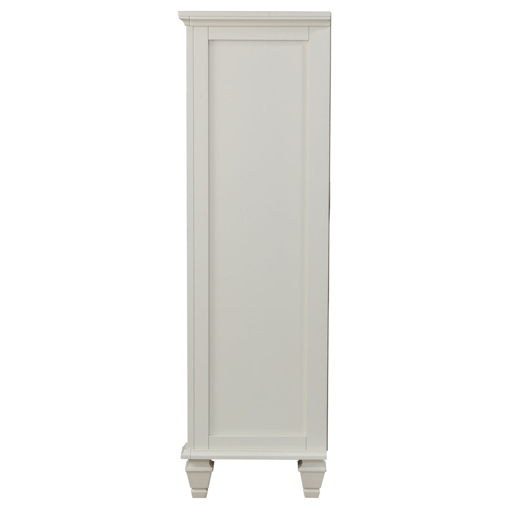English Elm Vallauris Cream White 8-Drawer Chest with Cabinet & Felt-Lined Top Drawer, Coastal Hardwood Storage Elegance B062P340642
