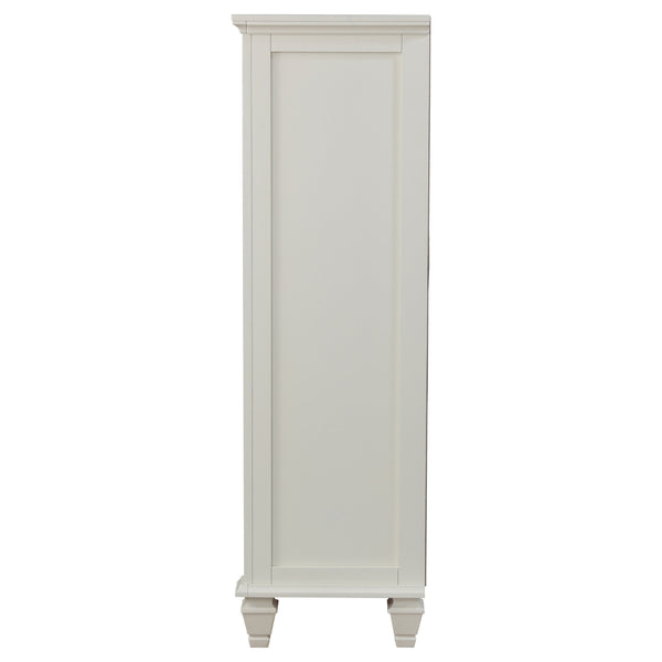 English Elm Vallauris Cream White 8-Drawer Chest with Cabinet & Felt-Lined Top Drawer, Coastal Hardwood Storage Elegance B062P340642