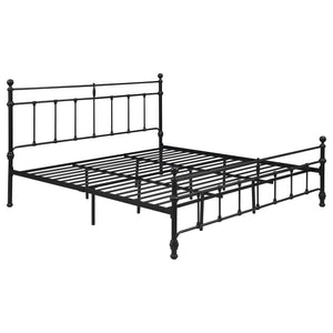 English Elm Durango Matte Black Metal King Bed with Scrollwork Headboard for Rustic Bedrooms B062P447945