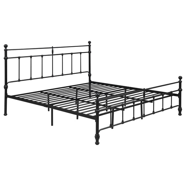 English Elm Durango Matte Black Metal King Bed with Scrollwork Headboard for Rustic Bedrooms B062P447945