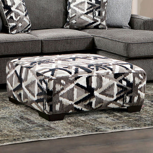 English Elm Contemporary Square Ottoman With Multi-Color Pattern, Pocket Coil Comfort, Stylish Plastic Legs B2741P355280