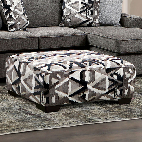English Elm Contemporary Square Ottoman With Multi-Color Pattern, Pocket Coil Comfort, Stylish Plastic Legs B2741P355280