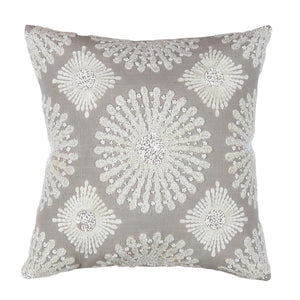 Pasargad Home Naples Luxury Embroidered Pillow – Enhance Your Space With Glamorous Style Grey Cotton & Bamboo Silk Pcc-6330