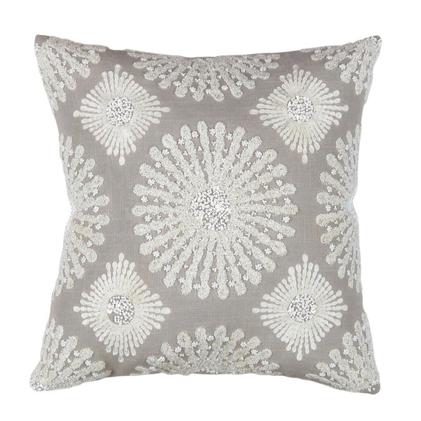 Pasargad Home Naples Luxury Embroidered Pillow – Enhance Your Space With Glamorous Style Grey Cotton & Bamboo Silk Pcc-6330