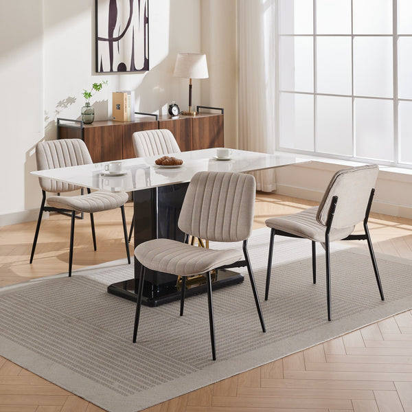 English Elm A&A Mid Century Dining Chair Set of 2 with Curved Ergonomic Walnut Back Upholstered Seat and Metal Legs W1143P194145 W1143P194145