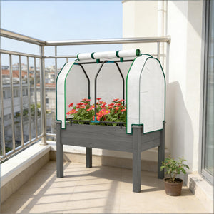 English Elm Raised Metal Garden Bed with Tall Diamond Trellis Powder Coated Outdoor Privacy Planter Dark Gray T3971P459723