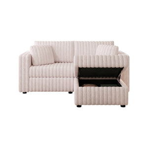 English Elm 75.6"Soft Modular 2-Person Sofa with Hidden-Zipper Washable Cushions & Hydraulic Storage Lift System Light Pink W1767S00017