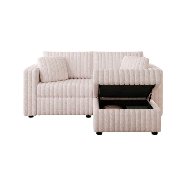 English Elm 75.6"Soft Modular 2-Person Sofa with Hidden-Zipper Washable Cushions & Hydraulic Storage Lift System Light Pink W1767S00017