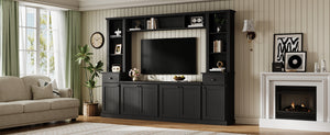 English Elm Minimalist Modular Wall Unit Four Piece Entertainment System Fits Tvs up to 75 Inches Black SD000031AAB