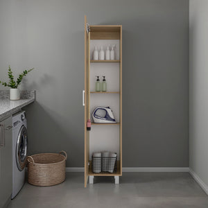 English Elm Natural Finish Slim Tall Cabinet with Fixed Shelves for Laundry and Utility Rooms Oak B062P476865