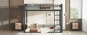 English Elm Metal Twin Xl Bunk Bed Frame - Heavy-Duty, Noise-Reduced Design For Kids, Teens & Adults, Black Finish W1580S00157