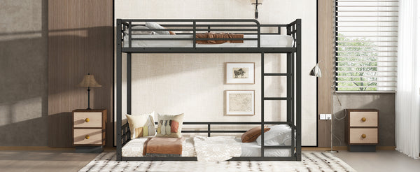 English Elm Metal Twin Xl Bunk Bed Frame - Heavy-Duty, Noise-Reduced Design For Kids, Teens & Adults, Black Finish W1580S00157