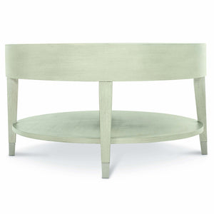 Bernhardt Bernhardt East Hampton Oval Cocktail Table In Cerused Linen Ash, 56" Large Coffee Table With Shelf 395013