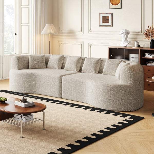 English Elm Curved Chenille Sectional Sofa Oversized Four Seat Cloud Foam Living Room Lounge W3505P355582