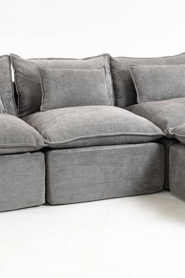 English Elm 102.3" Oversized Modular Sectional Sofa Cotton Linen Deep Seat Lounge with Ottoman Antique Grey W2530S00013