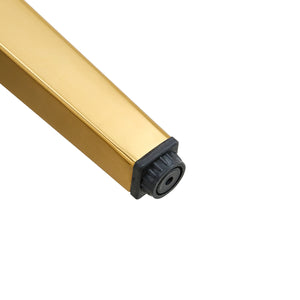 English Elm Four PU dining chairs with sleek silver metal legs, ergonomic PU seats, anti-slip feet, easy assembly, modern minimalist style Black+Gold W1151P269024