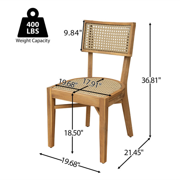 English Elm Christopher Knight Home® - Netro 7PCS Outdoor Patio Dining Set with Acacia Wood Table & Wicker Chairs, Light Brown Teak Finish NETRO7PCSET