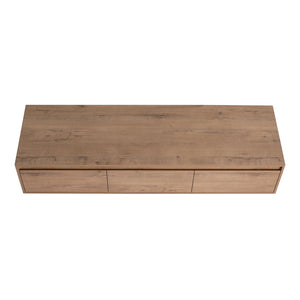 English Elm 60" Wall-Mounted Bathroom Vanity in Imitative Oak with 3 Soft-Close Drawers, Scratch & Water-Resist W999P290398