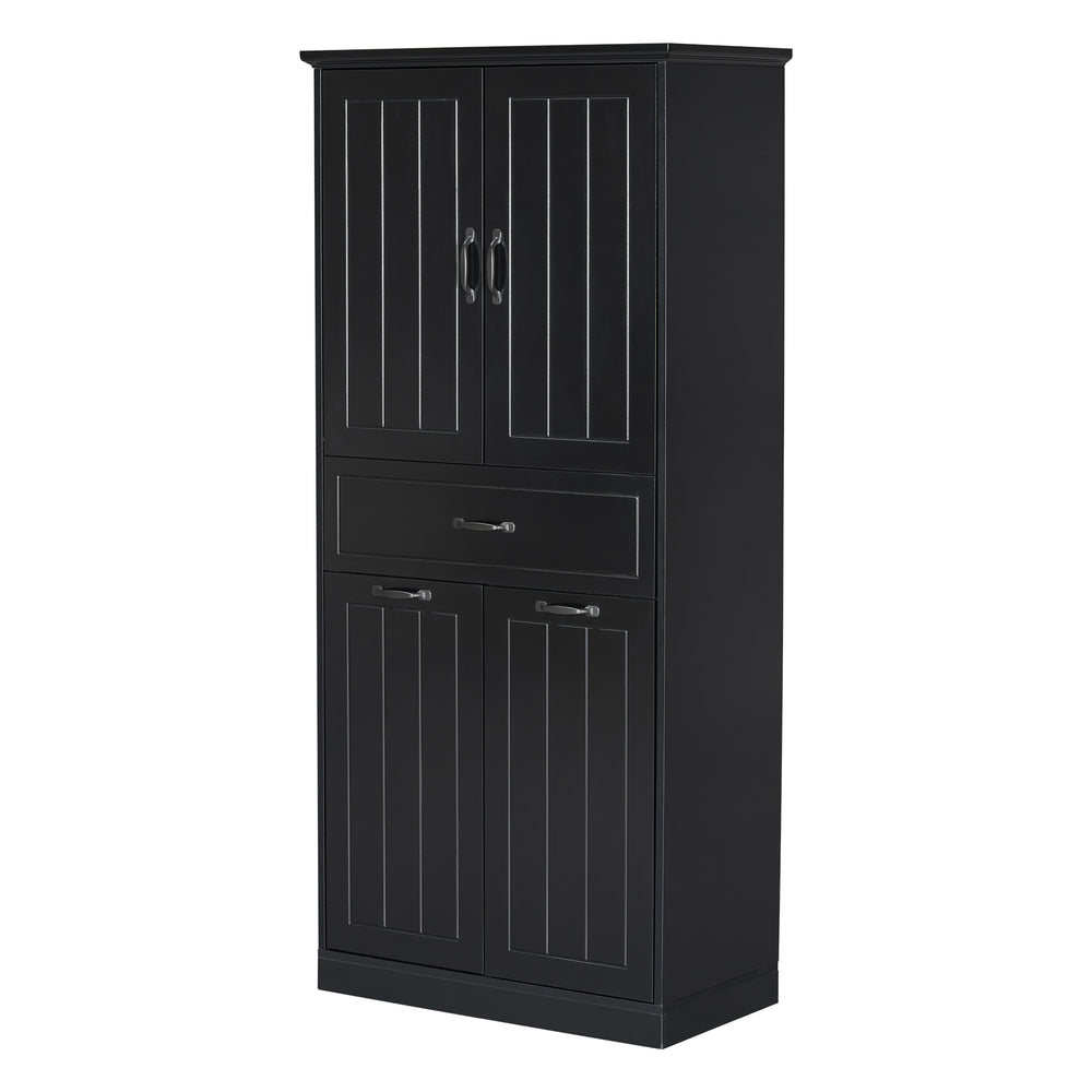 English Elm Christopher Knight Home® - Bathroom Storage Cabinet with Doors Drawer & Dual Laundry Baskets, MDF Build, Adjustable Shelf, Anti-Tip Device Black N759P243350B