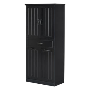 English Elm Christopher Knight Home® - Bathroom Storage Cabinet with Doors Drawer & Dual Laundry Baskets, MDF Build, Adjustable Shelf, Anti-Tip Device Black N759P243350B