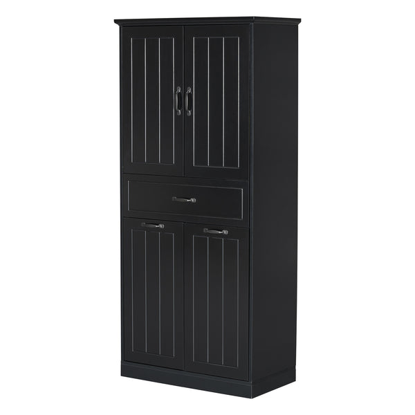 English Elm Christopher Knight Home® - Bathroom Storage Cabinet with Doors Drawer & Dual Laundry Baskets, MDF Build, Adjustable Shelf, Anti-Tip Device Black N759P243350B