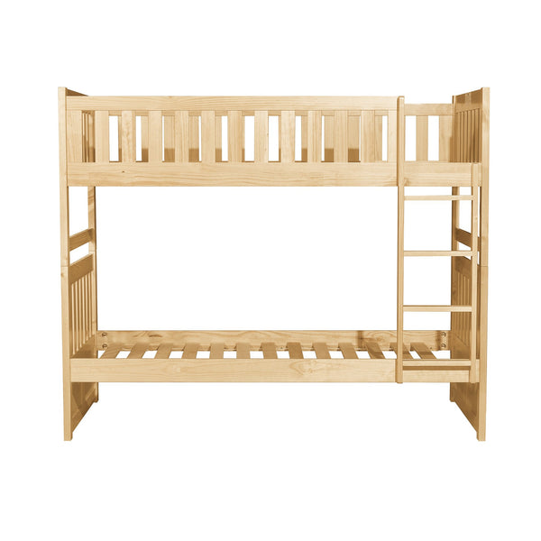 English Elm Bunk Bed Twin Over Pine Wood Frame with Guard Rails for Kids Shared Bedroom B011S02410