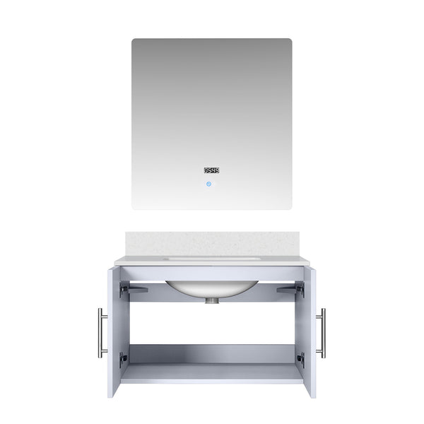 English Elm Glossy White 30 in Vanity with Cultured Marble Top, Soft-Close Drawer, Scratch-Resist Surface, 30in LED Mirror B2731S00754
