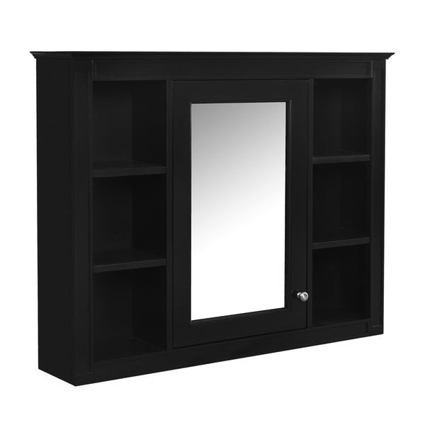 English Elm 36'' Modern Bathroom Vanity Set With Mirror, 2 Drawers, Tip-Out Storage & 6 Open Shelves For Organization N710S236006B