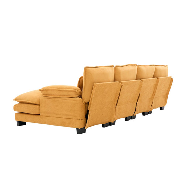 English Elm United U-Shaped Cloud Couch - 110" Chenille Sectional Sofa With Memory Foam & Double Chaise Comfort W1568S00213-GIGA