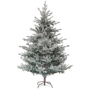 English Elm Homcom 6Ft Snow Flocked Nordic Pine Christmas Tree With Easy Setup & Sturdy Metal Stand For Holidays W2225P249627