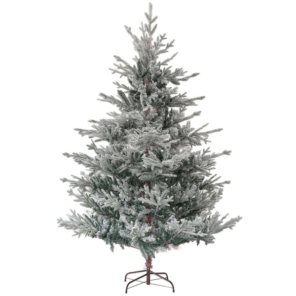 English Elm Homcom 6Ft Snow Flocked Nordic Pine Christmas Tree With Easy Setup & Sturdy Metal Stand For Holidays W2225P249627