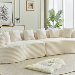 English Elm Curved Chenille Sectional Sofa Oversized Four Seat Cloud Foam Living Room Lounge W3505P355585