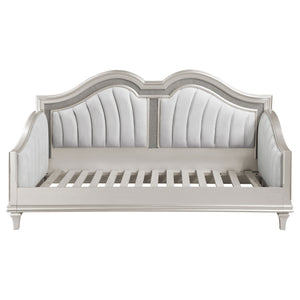 English Elm Aurelia Victorian Glam Twin Daybed in Silver Oak & Ivory with Faux Diamond Trim, Sculpted Upholstery B062S01248