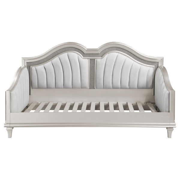 English Elm Aurelia Victorian Glam Twin Daybed in Silver Oak & Ivory with Faux Diamond Trim, Sculpted Upholstery B062S01248