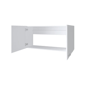English Elm White Wall Kitchen Cabinet 2-Door with Open Shelf, Space-Saving 39.4" Wide White Finish Organizer B062P303930