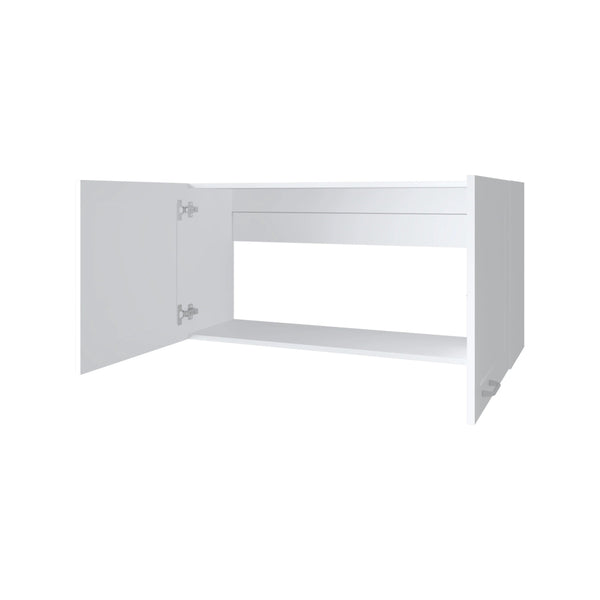 English Elm White Wall Kitchen Cabinet 2-Door with Open Shelf, Space-Saving 39.4" Wide White Finish Organizer B062P303930