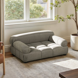 English Elm Marcel Tufted Velvet Pet Sofa Bed Bolstered Arms Stylish Small Medium Dogs Cats Gray B2719P448985