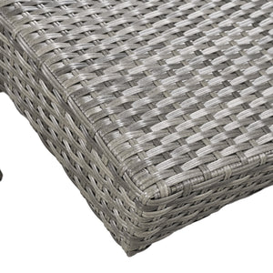 English Elm K&K 80" Outdoor Wicker Chaise Lounge Set of 2 with 2000H UV Wicker, Pull-Out Side Table, 4-Position Recliner Grey WF321204AAE