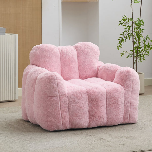 English Elm Lotus Oversized Bean Bag Sofa Memory Foam Filled Accent Chair for Living Room Pink W2311P457273
