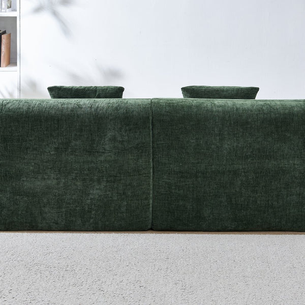English Elm 111" L Shaped Cloud Sofa Plush Chenille Upholstered High Density Foam Apartment Living Room Green W1669S00056