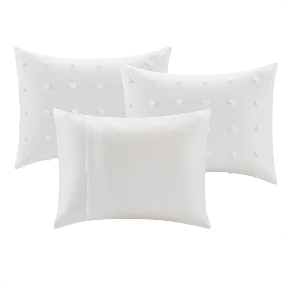 JLA Home Urban Habitat - Cotton Twin Daybed Cover Set with Tufted Chenille Dots, OEKO-TEX Certified, Shabby Chic Layered Look Ivory UH13-2207