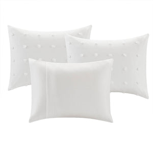 JLA Home Urban Habitat - Cotton Twin Daybed Cover Set with Tufted Chenille Dots, OEKO-TEX Certified, Shabby Chic Layered Look Ivory UH13-2207