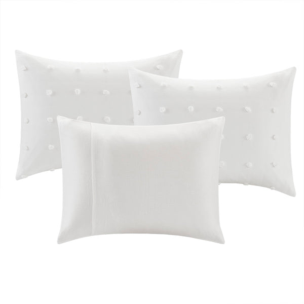 JLA Home Urban Habitat - Cotton Twin Daybed Cover Set with Tufted Chenille Dots, OEKO-TEX Certified, Shabby Chic Layered Look Ivory UH13-2207