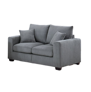 English Elm Classic Corduroy 2pc Sofa Set with Loveseat, Square Arms, Plush Cushions & 2 Throw Pillows - Cozy Modern Appeal Fog 47 L x 35 W x 24 H B011S01298
