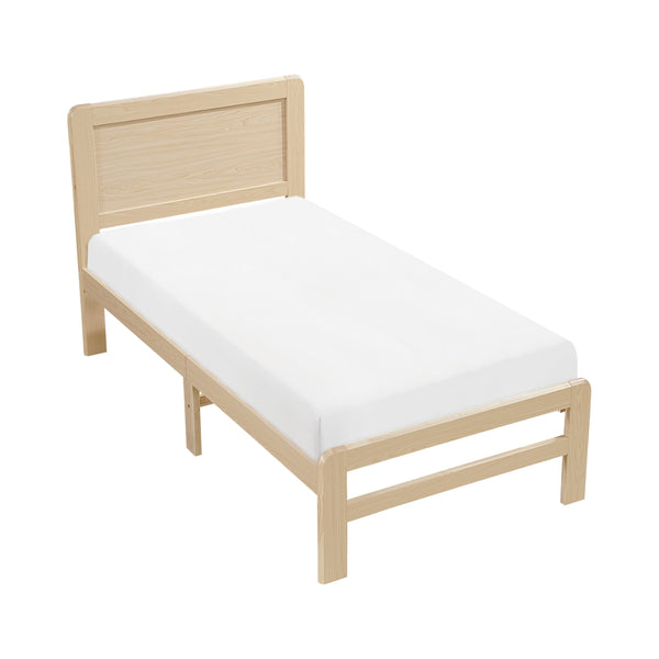 English Elm 1pc Contemporary Finish Queen Size Platform Bed Frame with Slats, Clean Headboard, Modern Wood Appeal Natural 47 L x 19 W x 7 H B011P353120