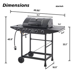English Elm 4 Burner Propane Gas Grill with Cast Iron Grates Side and 42000 Btu Outdoor Power W1820P341742