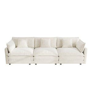English Elm Mid-century Modern Chenille Sofa with Tapered Wood Legs and Five Accent Pillows W714S00557