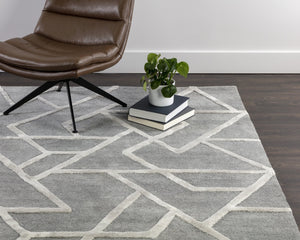 Sunpan ZIZI Hand-Tufted Grey Rug - 9' x 12' Soft Wool-Blend with Modern Pattern for Stylish Living Spaces 108741
