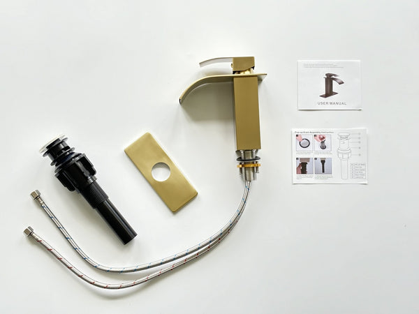 English Elm Single Handle Bathroom Faucet - Brushed Gold Lavatory Tap, Stainless Steel, Easy Install & Durable T3177P388148-GIGA